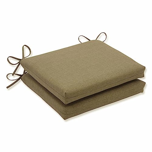 Pillow Perfect Indoor/Outdoor Taupe Textured Solid Square Seat Cushion, 2-Pack