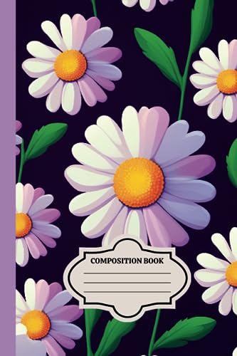 Cute Spring Floral Composition Notebook College Ruled : Purple Daisy Flower  Lavender Lilac Leaf: