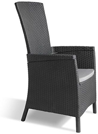 Keter Vermont Sedia da Pranzo, Grafite/Grigio Freddo (Cuscino in Policotone), 64 x 68 x 107 cm