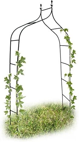 Relaxdays Arco da Giardino Decorazioni per Il Giardino Arco Piante Rampicanti, Metallo, 2.4 mt, Verde Scuro