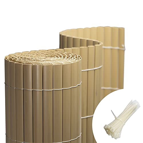 jarolift Canniccio in PVC Standard Paravista Giardino, 200 x 500 cm, bambù incl. 50 Fascette Fermacavi Trasparenti