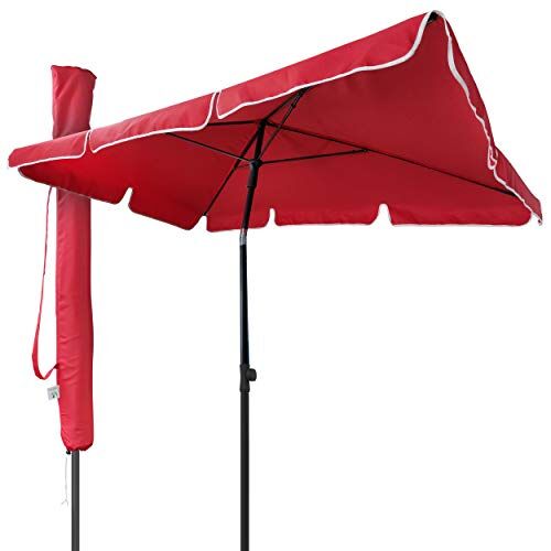 VOUNOT Ombrellone da Giardino Rettangolare, Parasole da Balcone, 200 x 125 cm, Rosso