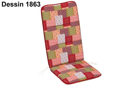 Best Basic-Line 1863 Cuscino per sedia con schienale alto, in cotone, 120 x 50 x 6 cm, motivo rosso
