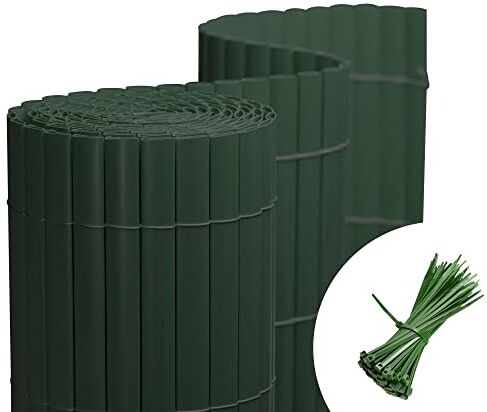 jarolift Canniccio in PVC Standard Paravista Giardino, 140 x 500 cm, Verde incl. 50 Fascette Fermacavi Verde