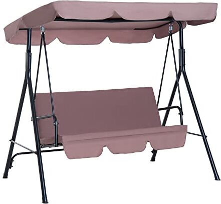 Outsunny Dondolo da Giardino a 3 Posti con Tettuccio Parasole Inclinabile in Acciaio 172 × 110 × 153cm Marrone