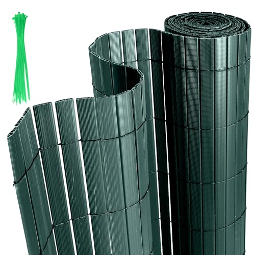 Yakimz Canniccio in PVC, frangivista in PVC, recinto per la Privacy Schermo, Resistente alle intemperie e ai Raggi UV per Il Balcone e la terrazza del Giardino, 80 x 400 cm frangivento, Verde