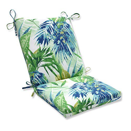 Pillow Perfect Cuscino per Sedia con Angoli Quadrati, per Interni ed Esterni, Colore: Blu/Verde