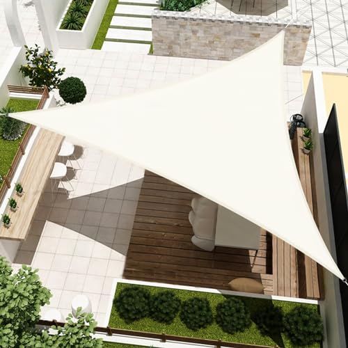 HENG FENG Tenda a Vela Triangolare HDPE 3x3x3m Vela Ombreggiante Parasole Traspirante e Protezione Solare Raggi UV per Esterno Giardino Terrazza Colore Beige