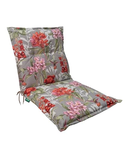 Dehner Cuscino per sedia con schienale basso Toscana, idrorepellente, imbottitura per sedie da giardino, ca. 50 x 52 x 50 cm, cotone/poliestere/viscosa, tortora/rosso
