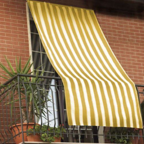 Bricobravo Tenda da sole 150x290cm in tessuto a strisce con anelli ombra per balcone terrazzo casa (GIALLO)