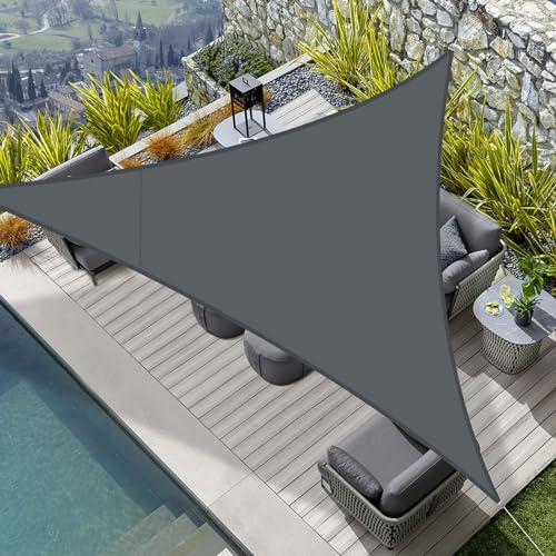 HENG FENG Tenda a Vela Impermeabile Triangolare 3x3x3m Vela Ombreggiante Parasole Protezione Raggi UV per Esterno Giardino terrazza Colore Antracite