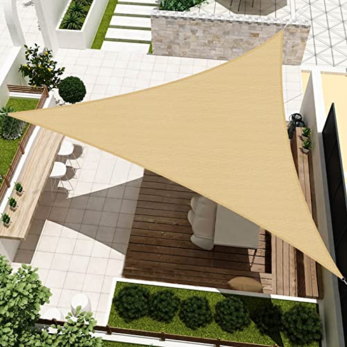 HENG FENG Tenda a Vela Triangolare HDPE 5X5X5m Vela Ombreggiante Parasole Traspirante e Protezione Solare Raggi UV per Esterno Giardino Terrazza Colore Sabbia