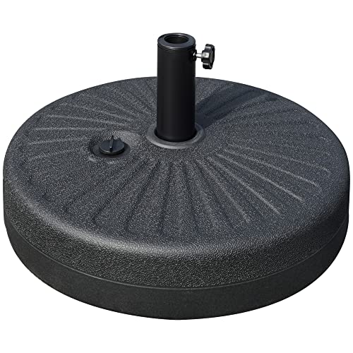 Outsunny Base per Ombrellone da Giardino con Palo Centrale Φ3.8cm e 4.8cm, Basamento per Ombrellone Riempibile con Acqua o Sabbia, Nero