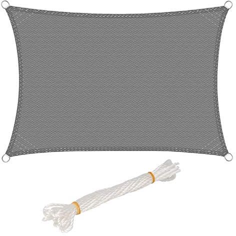 WOLTU Vela ombreggiante 2x4m in HDPE 180 g/m² Traspirante Tenda a Vela Parasole Rettangolare Protezione Solare Respirante Anti UV Giardino Esterni Grigio