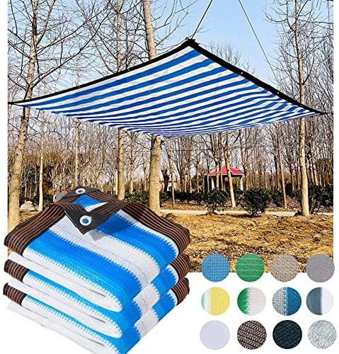 ZHJSHOU Rete Ombreggiante,Telo Tenda da Sole per Esterno, Vela Ombreggiante, Protezione Solare Respirante 90% Anti UV Giardino Esterni,per Pergolato, Serra, Blu Bianco,2X6m/6.56X19.69ft