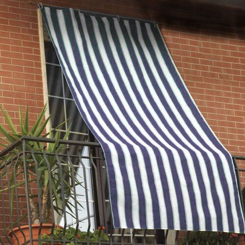 Bricobravo Tenda da sole 150x290cm in tessuto a strisce con anelli ombra per balcone terrazzo casa (BLU)