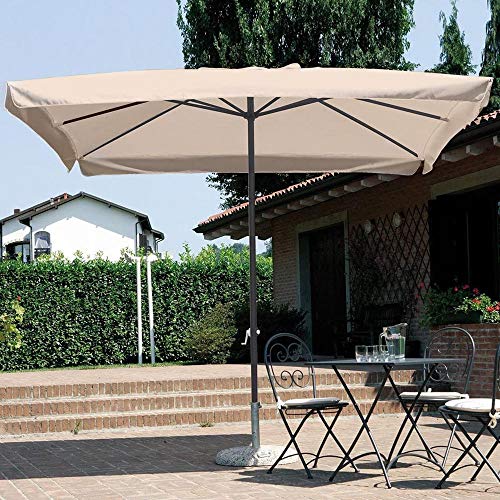 BAKAJI Ombrellone da Giardino Palo Centrale 3x2 Mt Acciaio Chiusura a Carrucola Sistema Air Vent Arredamento Gazebo Piscina Terrazzo Ambienti Esterni (Tortora)