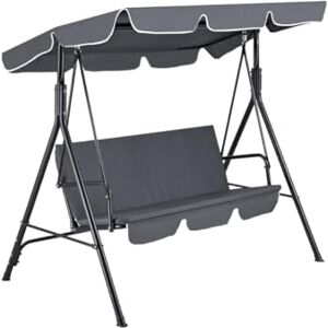 GARDENIA Dondolo da Giardino a 3 Posti con Tettuccio Parasole Regolabile Inclinabile Grigio GARDENIA Dondolo da Giardino a 3 Posti con Tettuccio Parasole Regolabile Inclinabile Grigio