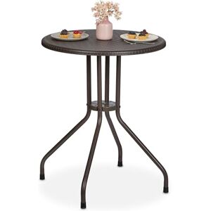 Relaxdays Tavolino da Giardino Rotondo, HxD 73x60 cm, Aspetto Rattan, Tavolo in Plastica e Acciaio, da Esterno, Marrone Relaxdays Tavolino da Giardino Rotondo, HxD 73x60 cm, Aspetto Rattan, Tavolo in Plastica e Acciaio, da Esterno, Marrone