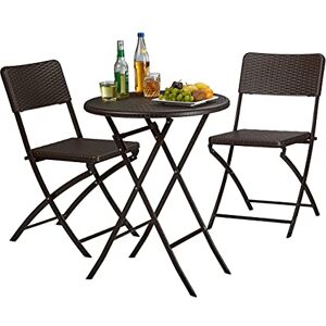 Relaxdays Set Mobili da Giardino BASTIAN, Tavolo e Sedie Campeggio, Pieghevoli, Rattan, HxLxP 75,5x60x60 cm, Marrone Relaxdays Set Mobili da Giardino BASTIAN, Tavolo e Sedie Campeggio, Pieghevoli, Rattan, HxLxP 75,5x60x60 cm, Marrone