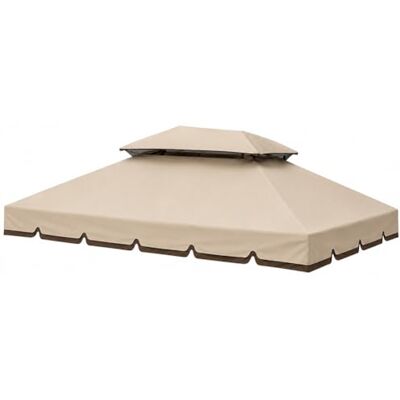 BAKAJI Telo di Copertura per Gazebo 3x3 Mt colore Beige con Ribalta con Tetto Camino Antivento Telo Impermeabile Antipioggia Doppio Strato Poliestere e PVC rinforzato in PU, Telo Top BAKAJI Telo di Copertura per Gazebo 3x3 Mt colore Beige con Ribalta con Tetto Camino Antivento Telo Impermeabile Antipioggia Doppio Strato Poliestere e PVC rinforzato in PU, Telo Top