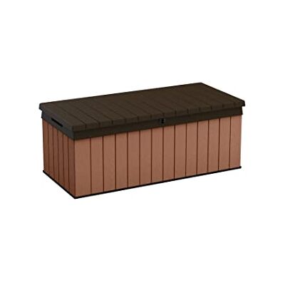 Keter Baule Da Giardino Per Esterno con Effetto Legno Darwin, Capacità 380 Litri, Marrone, 142.5 x 65.5 x 54.4 cm Keter Baule Da Giardino Per Esterno con Effetto Legno Darwin, Capacità 380 Litri, Marrone, 142.5 x 65.5 x 54.4 cm