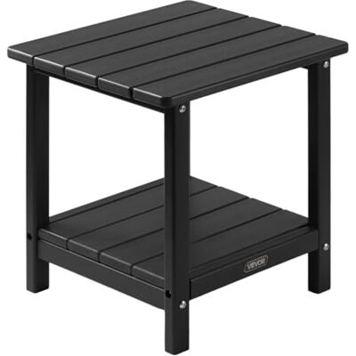 VEVOR Tavolino da Giardino 2 Ripiani 45 x 38 x 44 cm, HDPE, Tavolino da Esterno Mobiletto per Cortile per Bordo piscina, Spiaggia, Veranda, Balcone, Interno, Nero VEVOR Tavolino da Giardino 2 Ripiani 45 x 38 x 44 cm, HDPE, Tavolino da Esterno Mobiletto per Cortile per Bordo piscina, Spiaggia, Veranda, Balcone, Interno, Nero