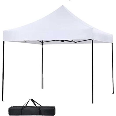 BAKAJI Gazebo Tessuto Poliestere Struttura in Metallo Fiera Mercato Giardino (Bianco) BAKAJI Gazebo Tessuto Poliestere Struttura in Metallo Fiera Mercato Giardino (Bianco)