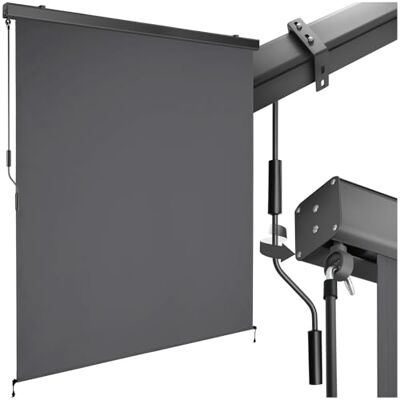 tectake ® tenda da sole verticale a rullo, con manovella, protezione UV, impermeabile, resistente al vento, frangivista balcone, terrazzo, fissaggio a parete, privacy Nero, 160 x 250 cm tectake ® tenda da sole verticale a rullo, con manovella, protezione UV, impermeabile, resistente al vento, frangivista balcone, terrazzo, fissaggio a parete, privacy Nero, 160 x 250 cm