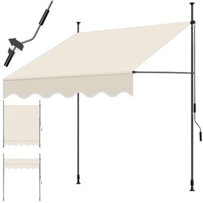 tectake ® a Morsetto con Manovella, Altezza e Inclinazione Regolabile, Telo Impermeabile e Resistente ai Raggi UV, Ideale per Balcone e Terrazzo, 150x180cm Beige tectake ® a Morsetto con Manovella, Altezza e Inclinazione Regolabile, Telo Impermeabile e Resistente ai Raggi UV, Ideale per Balcone e Terrazzo, 150x180cm Beige