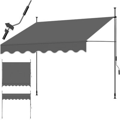 tectake ® a Morsetto con Manovella, Altezza e Inclinazione Regolabile, Telo Impermeabile e Resistente ai Raggi UV, Ideale per Balcone e Terrazzo, 250x180cm Nero/Grigio tectake ® a Morsetto con Manovella, Altezza e Inclinazione Regolabile, Telo Impermeabile e Resistente ai Raggi UV, Ideale per Balcone e Terrazzo, 250x180cm Nero/Grigio