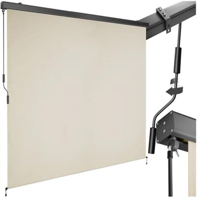 tectake ® tenda da sole verticale a rullo, con manovella, protezione UV, impermeabile resistente al vento, frangivista balcone, terrazzo, fissaggio a parete, privacy Beige, 200 x 250 cm tectake ® tenda da sole verticale a rullo, con manovella, protezione UV, impermeabile resistente al vento, frangivista balcone, terrazzo, fissaggio a parete, privacy Beige, 200 x 250 cm