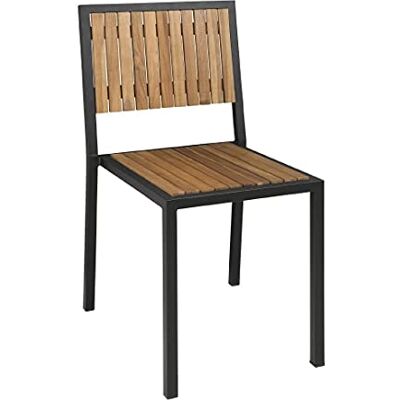 Bolero Chaise en Acier & Bois d'Acacia Lot de 4 Bolero Chaise en Acier & Bois d'Acacia Lot de 4