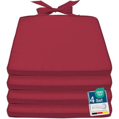 Beautissu Set da 4 cuscini sedie esterno con laccio sfoderabili giardino Beautissu Set da 4 cuscini sedie esterno con laccio sfoderabili giardino