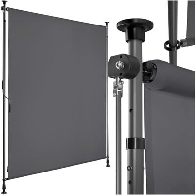 tectake ® tenda da sole per esterno verticale, tende da sole per esterno frangivista balcone senza fori, con manovella, poliestere opaco, protezione UV, aste telescopiche 120 x 310 cm, Nero tectake ® tenda da sole per esterno verticale, tende da sole per esterno frangivista balcone senza fori, con manovella, poliestere opaco, protezione UV, aste telescopiche 120 x 310 cm, Nero