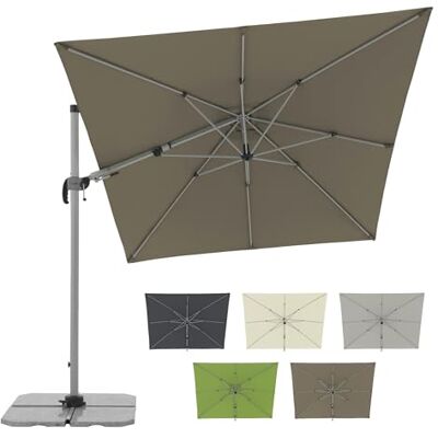 Doppler Parasole a sbalzo 320×240 cm – rettangolare pendolare girevole a 360°, inclinabile, con manovella e base a croce inclusa Doppler Parasole a sbalzo 320×240 cm – rettangolare pendolare girevole a 360°, inclinabile, con manovella e base a croce inclusa