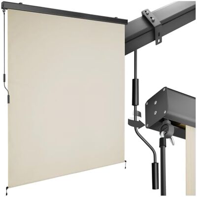 tectake ® tenda da sole verticale a rullo, con manovella, protezione UV, impermeabile, resistente al vento, frangivista balcone, terrazzo, fissaggio a parete, privacy Beige, 160 x 250 cm tectake ® tenda da sole verticale a rullo, con manovella, protezione UV, impermeabile, resistente al vento, frangivista balcone, terrazzo, fissaggio a parete, privacy Beige, 160 x 250 cm