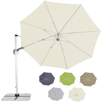 Doppler Ombrellone a Pendolo 330 cm in Colore Naturale – con manovella, ruotabile a 360°, inclinabile in 7 Posizioni, con Supporto Incluso Doppler Ombrellone a Pendolo 330 cm in Colore Naturale – con manovella, ruotabile a 360°, inclinabile in 7 Posizioni, con Supporto Incluso