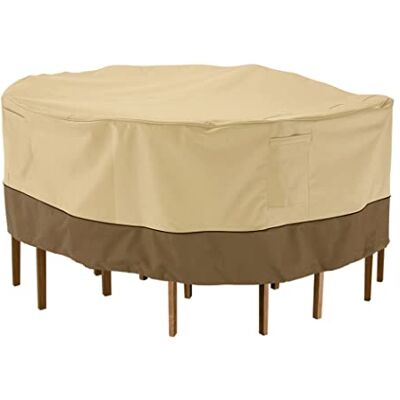 Classic Accessories Copertura per Tavolo Rotondo e Gruppo di sedie da Giardino, Media, Veranda Classic Accessories Copertura per Tavolo Rotondo e Gruppo di sedie da Giardino, Media, Veranda