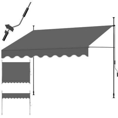 tectake ® Tenda da Sole a Morsetto con Manovella, Altezza e Inclinazione Regolabile, Telo Impermeabile e Resistente ai Raggi UV, Ideale per Balcone e Terrazzo, 300x180cm Nero/Grigio tectake ® Tenda da Sole a Morsetto con Manovella, Altezza e Inclinazione Regolabile, Telo Impermeabile e Resistente ai Raggi UV, Ideale per Balcone e Terrazzo, 300x180cm Nero/Grigio