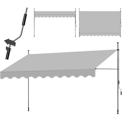 tectake ® a Morsetto con Manovella, Altezza e Inclinazione Regolabile, Telo Impermeabile e Resistente ai Raggi UV, Ideale per Balcone e Terrazzo, 400x180cm Grigio Chiaro tectake ® a Morsetto con Manovella, Altezza e Inclinazione Regolabile, Telo Impermeabile e Resistente ai Raggi UV, Ideale per Balcone e Terrazzo, 400x180cm Grigio Chiaro