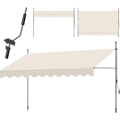 tectake ® a Morsetto con Manovella, Altezza e Inclinazione Regolabile, Telo Impermeabile e Resistente ai Raggi UV, Ideale per Balcone e Terrazzo, 400x180cm Beige tectake ® a Morsetto con Manovella, Altezza e Inclinazione Regolabile, Telo Impermeabile e Resistente ai Raggi UV, Ideale per Balcone e Terrazzo, 400x180cm Beige