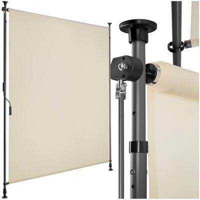 tectake ® tenda da sole per esterno verticale, tende da sole per esterno frangivista balcone senza fori, con manovella, poliestere opaco, protezione UV, aste telescopiche 120 x 310 cm, Beige tectake ® tenda da sole per esterno verticale, tende da sole per esterno frangivista balcone senza fori, con manovella, poliestere opaco, protezione UV, aste telescopiche 120 x 310 cm, Beige