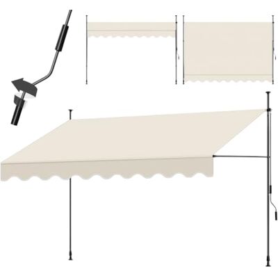 tectake ® a Morsetto con Manovella, Altezza e Inclinazione Regolabile, Telo Impermeabile e Resistente ai Raggi UV, Ideale per Balcone e Terrazzo, 350x180cm Beige tectake ® a Morsetto con Manovella, Altezza e Inclinazione Regolabile, Telo Impermeabile e Resistente ai Raggi UV, Ideale per Balcone e Terrazzo, 350x180cm Beige