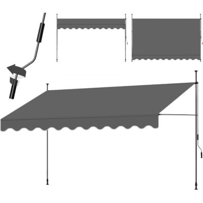 tectake ® a Morsetto con Manovella, Altezza e Inclinazione Regolabile, Telo Impermeabile e Resistente ai Raggi UV, Ideale per Balcone e Terrazzo, 400x180cm Nero/Grigio tectake ® a Morsetto con Manovella, Altezza e Inclinazione Regolabile, Telo Impermeabile e Resistente ai Raggi UV, Ideale per Balcone e Terrazzo, 400x180cm Nero/Grigio