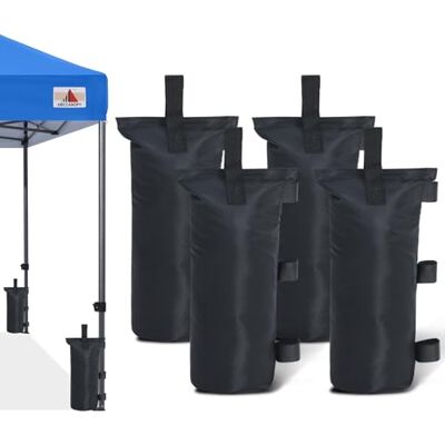 ABCCANOPY Sacchetti di sabbia per gazebo da 38,1 kg, di grado industriale, confezione da 4, colore nero ABCCANOPY Sacchetti di sabbia per gazebo da 38,1 kg, di grado industriale, confezione da 4, colore nero