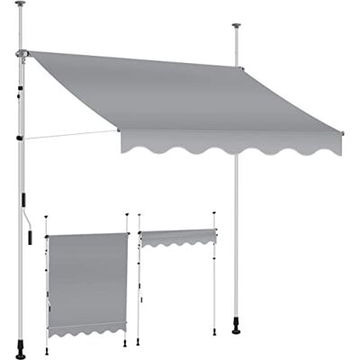 KESSER ® Tenda da Sole a Morsetto con manovella per Balcone, Tenda da Sole per Balcone, Regolabile in Altezza, Idrorepellente, Protezione Solare, Copertura per terrazze, Grigio, 400cm KESSER ® Tenda da Sole a Morsetto con manovella per Balcone, Tenda da Sole per Balcone, Regolabile in Altezza, Idrorepellente, Protezione Solare, Copertura per terrazze, Grigio, 400cm