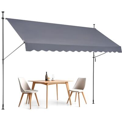 VEVOR Tenda da Terra Retrattile 350 x 120 cm Tenda Manuale con Manovella, Altezza Regolabile 218-310 cm Tenda da Sole per Balcone Esterno Resistente ai Raggi UV, per Terrazza/Balcone/Cortile, Grigio VEVOR Tenda da Terra Retrattile 350 x 120 cm Tenda Manuale con Manovella, Altezza Regolabile 218-310 cm Tenda da Sole per Balcone Esterno Resistente ai Raggi UV, per Terrazza/Balcone/Cortile, Grigio