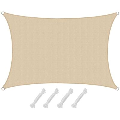 Amanka - 1,5x2 Vela Ombreggiante Permeabile - Beige - Sun Shade Sail Amanka - 1,5x2 Vela Ombreggiante Permeabile - Beige - Sun Shade Sail