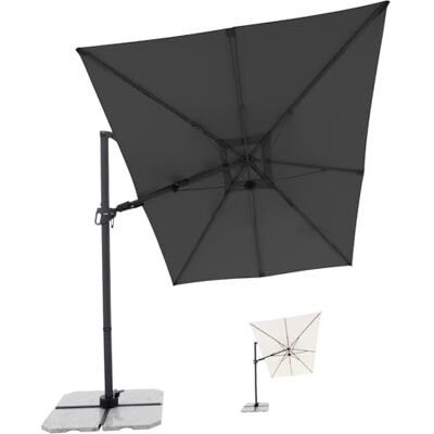 Doppler Style Ombrellone a sbalzo 300×220 cm grigio scuro – inclinabile da giardino e patio, ruotabile a 360°, con supporto incluso, struttura in alluminio e telo impermeabil Doppler Style Ombrellone a sbalzo 300×220 cm grigio scuro – inclinabile da giardino e patio, ruotabile a 360°, con supporto incluso, struttura in alluminio e telo impermeabil